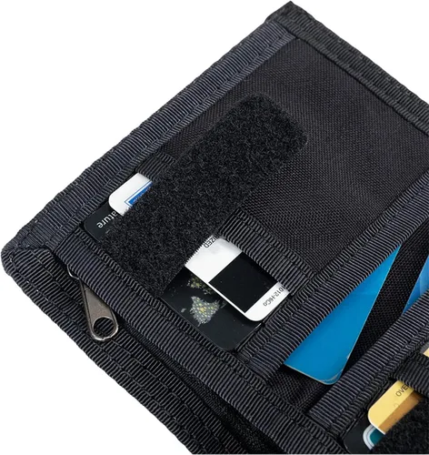 Vista 5 de EXCELLENT ELITE SPANKER Billetera de nailon triple para hombre, tarjetero táctico militar con bolsillo para monedas, cartera para exteriores