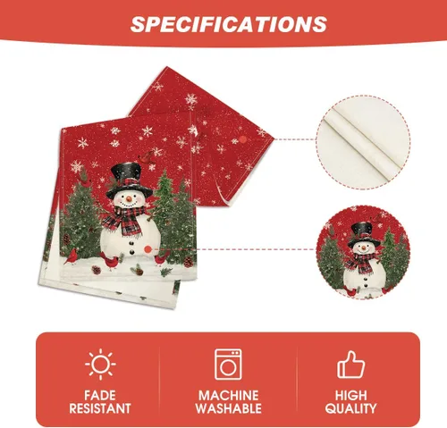 Vista 5 de Artoid Mode Camino de mesa con diseño de muñeco de nieve y pájaros de Navidad, decoración de mesa de comedor para interiores y exteriores