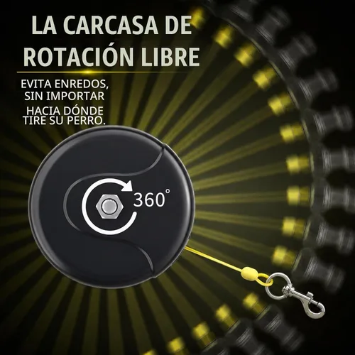 Vista 11 de Cable retráctil de 30 pies y estaca para perros, correa sin enredos para entre 10 y 90 libras, carrete retráctil de plomo de perro de 360° para Negro