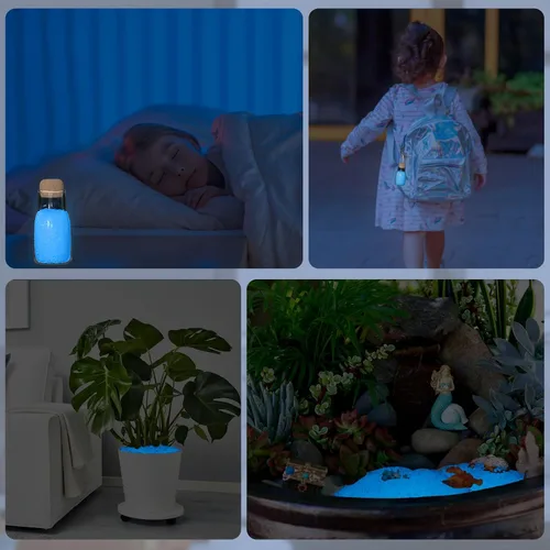 Vista 5 de 10000 piezas de piedras luminosas azules de 3-5 mm para acuarios, decoración de peceras, manualidades y arena luminosa para rellenar jarrones
