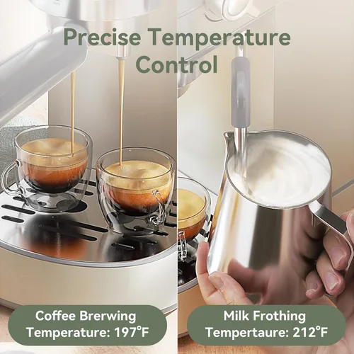 Vista 8 de Gevi Cafeteras comerciales para café expreso, máquina profesional de café con espumador de leche, máquinas de café expresso de acero inoxidable