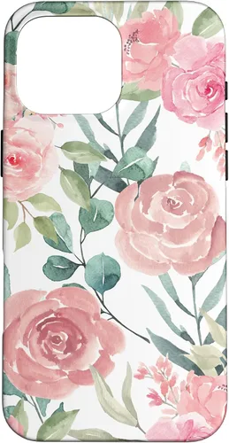 Vista 19 de iPhone 16 Pastel Pink Flower Print - Watercolor Floral Petals Blossom Case