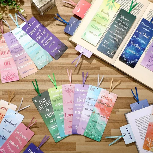 Vista 5 de Chinco Paquete de 120 marcadores de versículos bíblicos para mujeres, escritura cristiana, marcadores inspiradores con cintas, marcadores