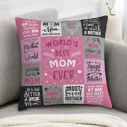 Vista 9 de Funda de almohada para mamá de hija e hijo, regalo de cumpleaños de la madre, funda de almohada de 18 x 18 pulgadas