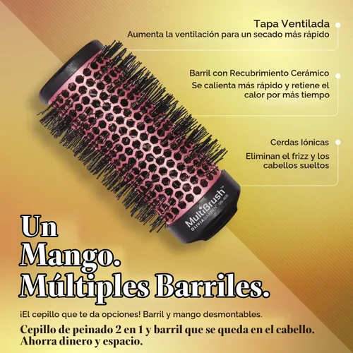 Vista 3 de Olivia Garden MultiBrush - Cepillo térmico desmontable no eléctrico con barril de cerámica