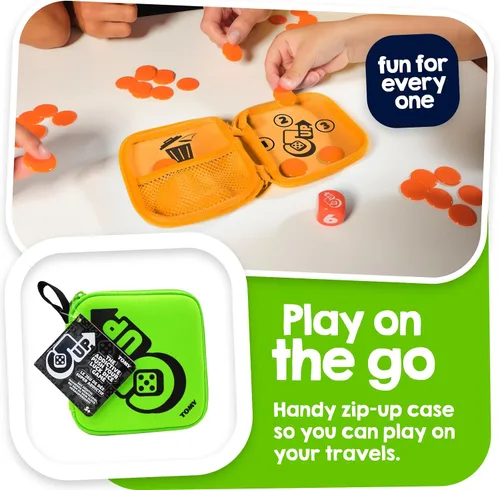 Vista 5 de TOMY Games 5 UP - Juego de dados The Push Your Luck para niños y adultos, juegos familiares y rellenos de calcetines para niños, dados de ritmo