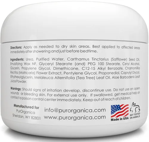 Vista 7 de PurOrganica Crema para pies Urea 40% – Dermatológicamente probada, reparación intensiva para talones secos y agrietados, callos, callos y pies