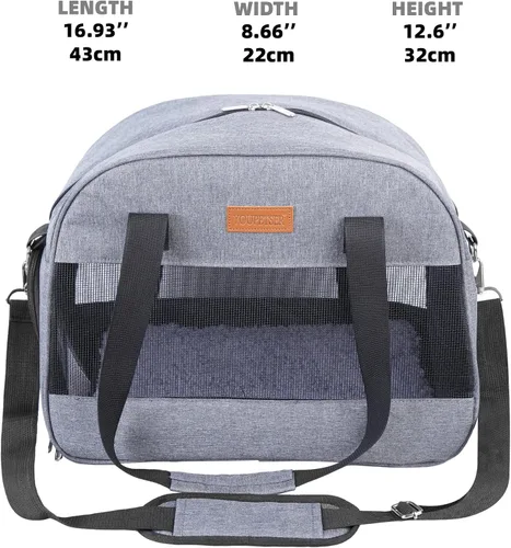 Vista 8 de Transportador para gatos pequeños, perros, transportador de mascotas de lados suaves para gatos, cachorros, mascotas pequeñas, transportador de Negro