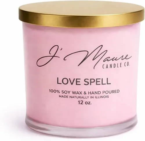Vista 7 de J' Maure Candle Co. Velas de vidrio de roca de 100% soja de 12 onzas (algodón limpio), cera de soja, fragancia para el hogar, regalo de decoración