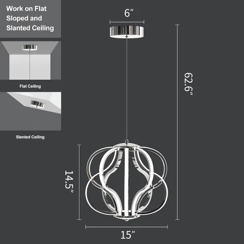Vista 6 de Candelabro LED moderno con diseño acrílico, ajustable, fácil de instalar, adecuado para comedor, sala de estar, dormitorio, cocina y pasillo