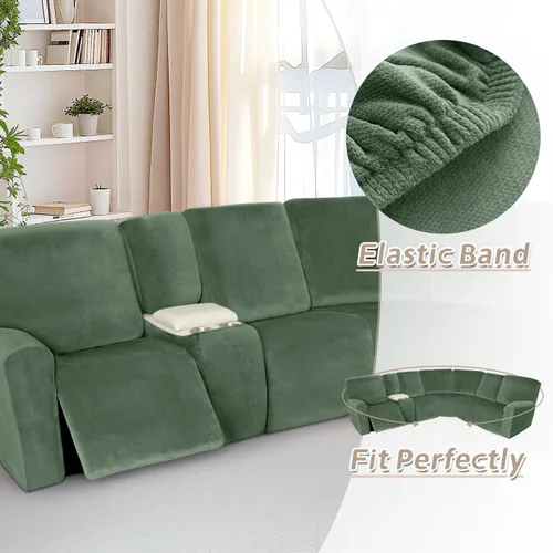 Vista 428 de Arfntevss Fundas de sofá seccional reclinable de terciopelo, Funda de sofá seccional de esquina para sofá reclinable, Funda elástica suave