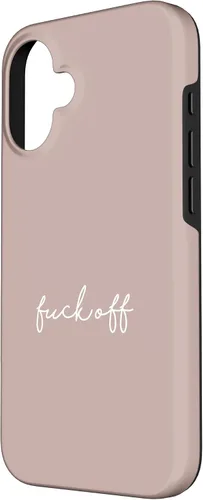Vista 2 de Funda para iPhone 16 Pink Taupe Fuck Off Divertida manuscrita a mano con refranes sarcásticos groseros