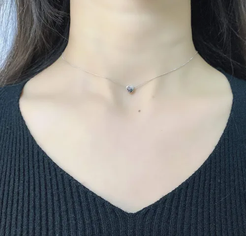 Vista 2 de Gargantilla de plata de ley S925 corta y delicada para mujer