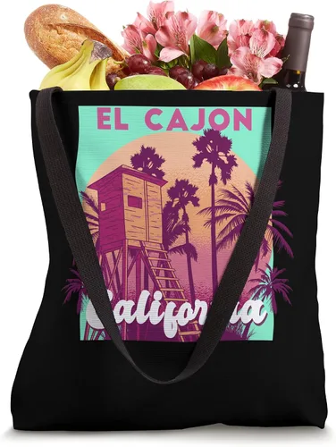 Vista 4 de El Cajon California palm tree beach retro vintage design Tote Bag