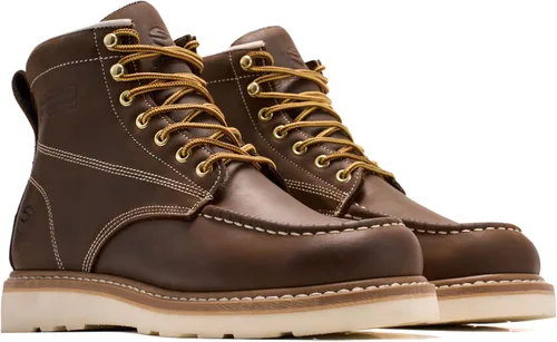 Vista 3 de SUREWAY Men's 6 Inch Moc Toe Work Boots Soft Toe,Full Grain Leather,Goodyear Welt Work Boots