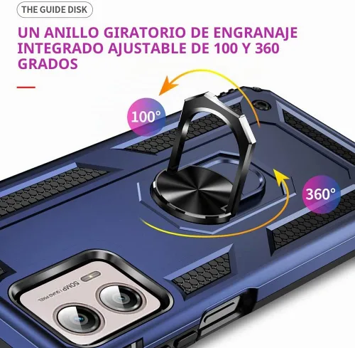 Vista 5 de Androgate Funda para Moto Edge Plus 2023 con protector de pantalla HD, soporte de anillo de metal de grado militar con soporte de soporte de 15 Azul