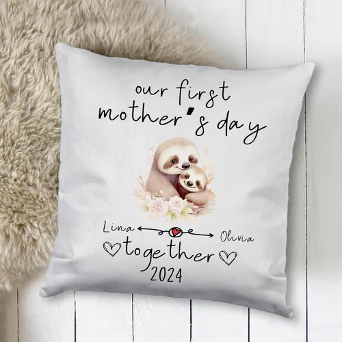 Vista 2 de Sloth Family Mother's Day, Personalised Pillow Case Decor for Home, Present for Mom, Grandmother, for Her Sloth 7