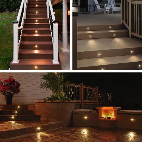 Vista 2 de Yescom Paquete de 5 luces LED de aluminio para terraza, iluminación de paisaje de bajo voltaje de 12 V, blanco cálido de 3000 K, IP67, impermeable