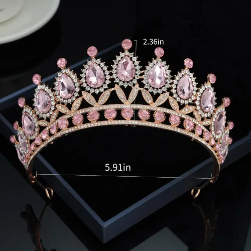 Vista 4 de Kamirola Tiaras - Corona de princesa para mujeres y niñas, diademas de cristal para novia, princesa para boda y fiesta (TR21)
