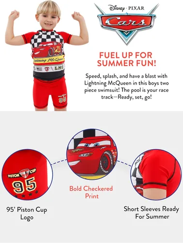 Vista 4 de Disney Cars Lightning McQueen - Traje de baño de dos piezas para niño
