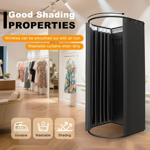 Vista 4 de AMSXNOO Vestidor de tienda de ropa, vestidor de fuerte carga con rodamiento de carga, extraíble, portátil, estable, privacidad, vestidor para Negro