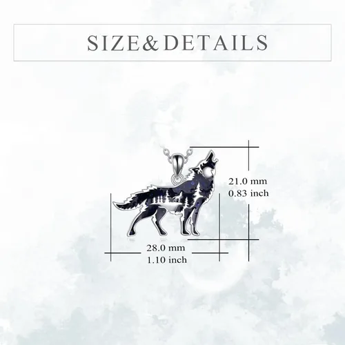 Vista 4 de YFN Collar de lobodragón de plata de ley con colgante de lobo para mujeres y hombres