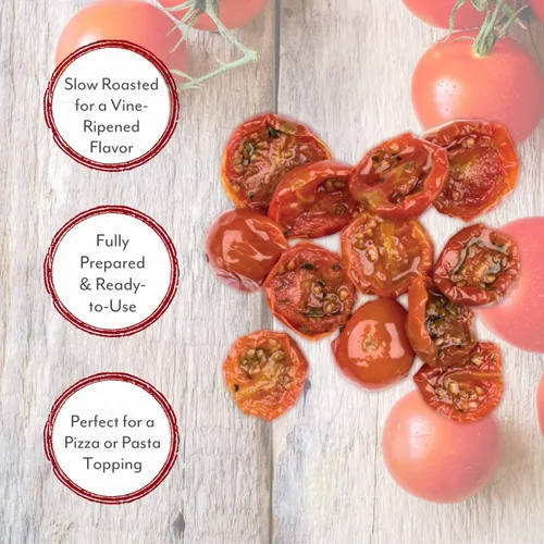 Vista 3 de Roland Foods Horno Tomates tostados, Marinados con ajo y orégano, Alimentos importados especializados, - Bolsa de cereza 32 onzas