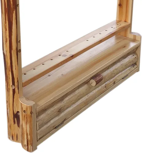 Vista 7 de Rush Creek Creations Estante rústico de almacenamiento de pared con 2 lazos compuestos – 12 flechas con compartimento para accesorios – hecho a mano