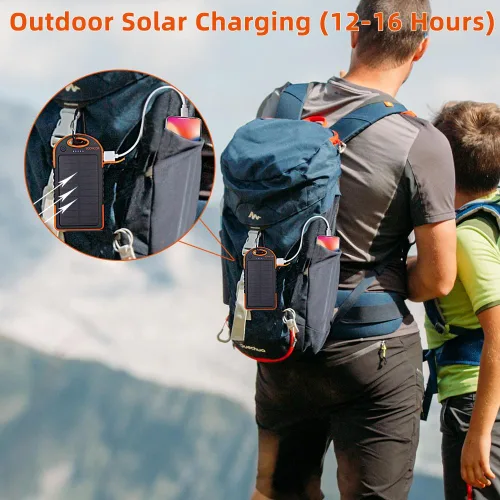 Vista 2 de Tira de luces para interiores y exteriores con cargador de panel solar, impermeable, recargable, 17 luces LED, desmontables de 30 pies de largo, 7