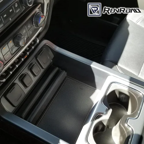 Vista 4 de RUNROAD Cubierta organizadora de consola central compatible con Chevy Silverado/GMC Sierra 1500 (2014-2018) y Silverado/Sierra 2500/3500HD