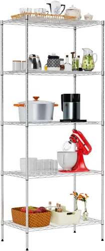 Vista 10 de FDW Estantería ajustable con 3 estantes, estantes de alambre, estantes de metal, estante de almacenamiento, 13 pulgadas de profundidad x 23 pulgadas