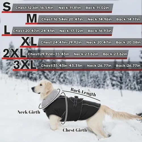 Vista 4 de Lelepet - Abrigo de forro polar ajustable para perro, chaqueta impermeable para perros Windproof Winter Cold Weather Coats with Adjustable Buckle