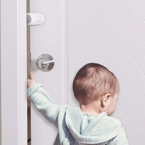 Vista 2 de EUDEMON Paquete de 2 topes de puerta ajustables, protector de puerta para dedos, tope de puerta giratorio para prueba de niños, tapón de puerta
