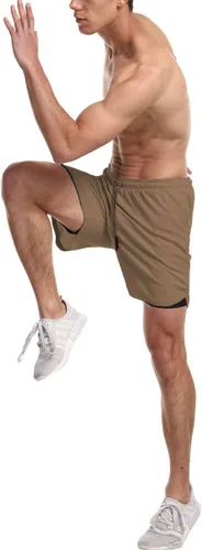 Vista 4 de EVERWORTH - Pantalones cortos 2 en 1 para hombre, ligeros, para gimnasio, entrenamiento, cortos, para correr, atletismo, con bolsillos con cremallera