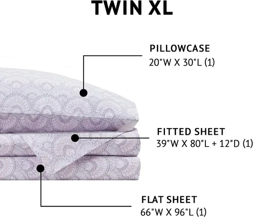 Vista 72 de Comfort Spaces Sábanas 100% Algodón Twin XL, Transpirables, Naturalmente Frescas, Sábanas de Algodón Suave con Bolsillo Elástico de 14 Pulgadas que