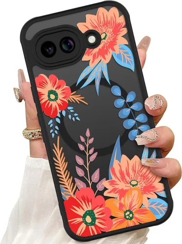 Vista 20 de ZIYE Funda magnética para Google Pixel 9 Pro XL de 6.8 pulgadas [compatible con MagSafe] funda de policarbonato duro y TPU suave con flor de cerezo
