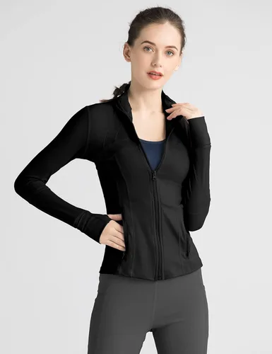 Vista 3 de Locachy Chaqueta de entrenamiento para mujer con cierre completo y bolsillos