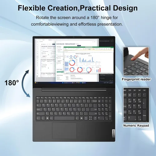 Vista 8 de Lenovo V15 Gen 5 15.6" Business & Student Laptop, 8GB DDR5 RAM, 1TB SSD