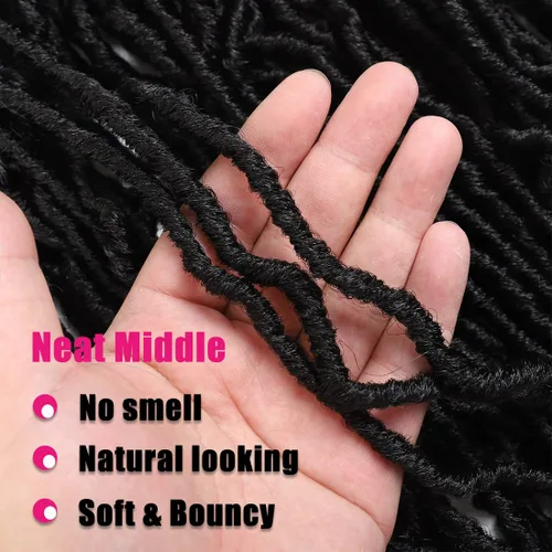Vista 4 de Extensiones de cabello sintético de ganchillo de 18 pulgadas, 6 paquetes de rastas suaves preenrolladas, extensiones de cabello sintético