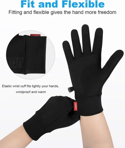 Vista 4 de LANYI Guantes de invierno para correr, ligeros, con pantalla táctil, antideslizantes, resistentes al viento, guantes de ciclismo, trabajo, guantes