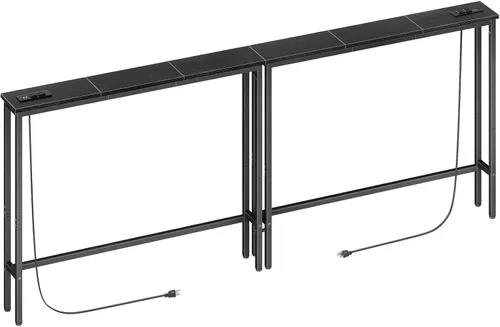 Vista 13 de ELYKEN - Mesa consola estrecha de 39.4 pulgadas con tomacorriente, mesa de sofá detrás del sofá