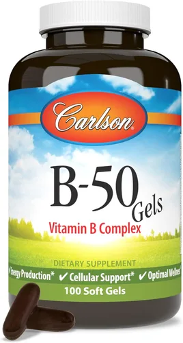Vista 5 de Carlson B-50 Gels, Complejo de Vitamina B, Producción de Energía, 100