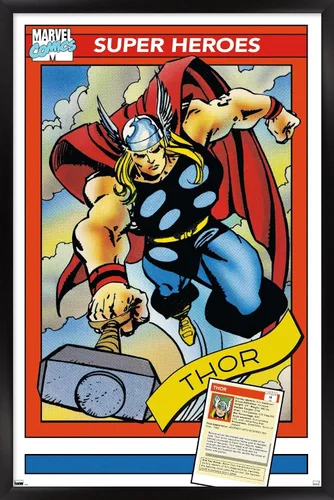 Vista 6 de Trends International Marvel Trading Cards - Póster de pared de Thor, 22.375 x 34 pulgadas, versión premium sin marco
