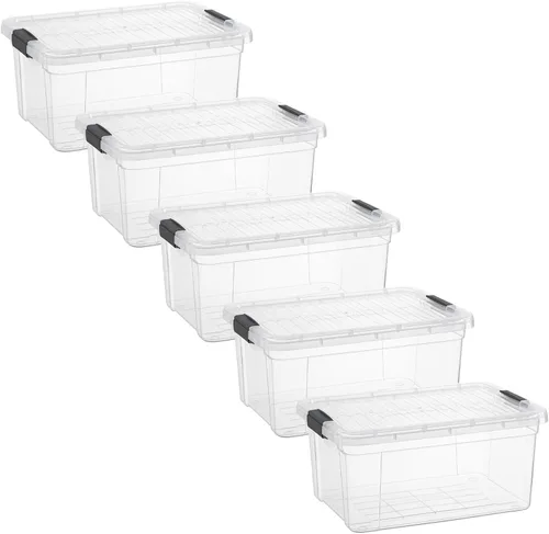 Vista 8 de Superio Contenedor de plástico transparente de 7.4 cuartos con tapa, no tóxico, sin BPA, sin olor, caja de almacenamiento organizadora, recipiente