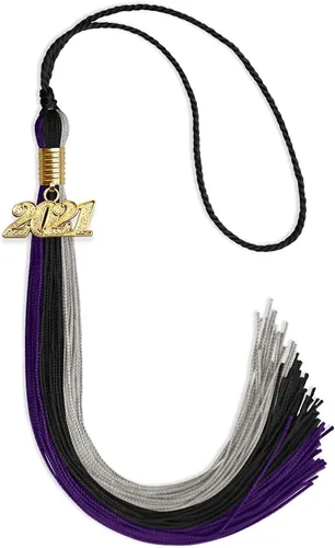 Vista 90 de Endea - Borla de graduación de triple color con gota de fecha dorada (negro/dorado/granate, 2020)
