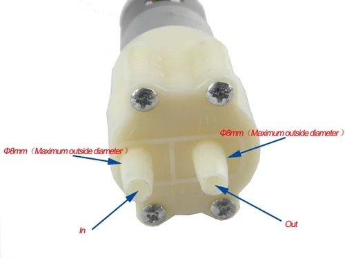 Vista 2 de CHANCS Bomba autocebante de diafragma 385 DC 6V-12V Bombas de agua de absorción de impactos para el ciclo diario del agua de peceras y 6-12V