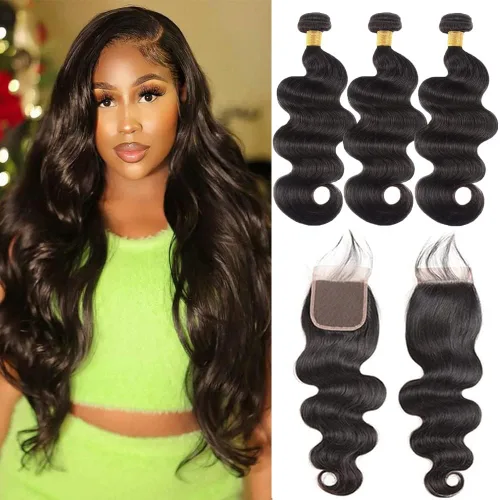 Vista 8 de Extensiones de cabello humano ondulado de 16, 18, 20, 22 pulgadas, grado 10A, extensiones de cabello humano ondulado 100% sin procesar, color negro