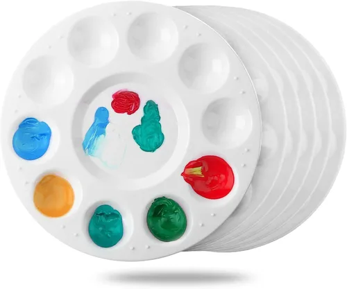 Vista 2 de Paletas de bandejas de pintura, paquete de 6, suministros de pintura, paleta de pintura para niños, paleta de plástico