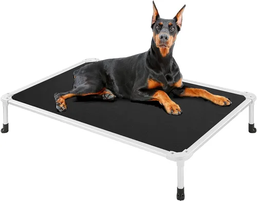 Vista 26 de Veehoo Cama elevada para perros a prueba de mordidas - Cuna elevada refrescante para mascotas - Marco de aluminio plateado y tela de malla