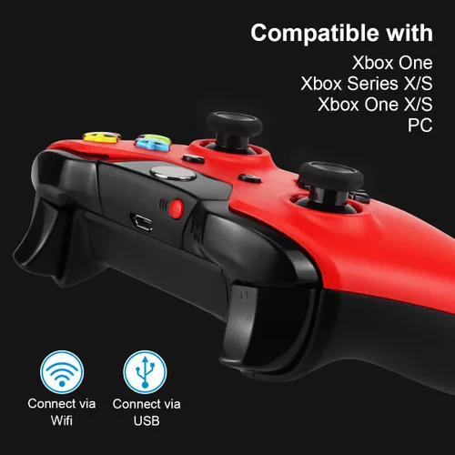 Vista 2 de Xbox Controller, Xbox One Controller inalámbrico, compatible con Xbox One, Xbox Series XS, Xbox One XS y PC, rojo y negro